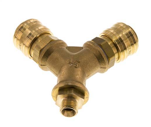 Acoplamiento de aire de latón DN 7.2 (Euro) Enchufe G 1/4 de pulgada macho para montaje en pared de 2 vías