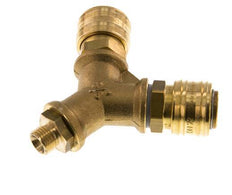 Acoplamiento de aire de latón DN 7.2 (Euro) Enchufe G 1/4 de pulgada macho para montaje en pared de 2 vías