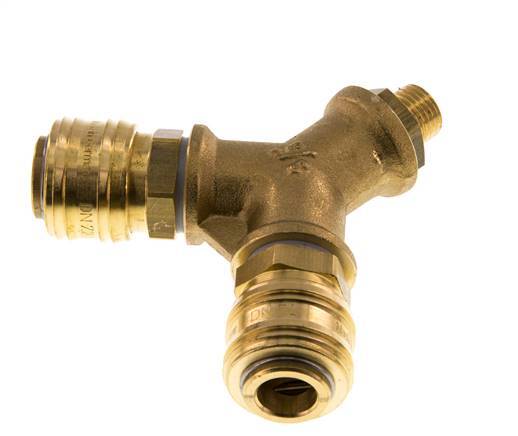 Acoplamiento de aire de latón DN 7.2 (Euro) Enchufe G 1/4 de pulgada macho para montaje en pared de 2 vías