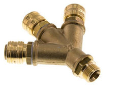 Acoplamiento de aire de latón DN 7.2 (Euro) Enchufe G de 1/2 pulgada macho para montaje en pared de 3 vías