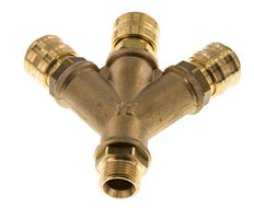 Acoplamiento de aire de latón DN 7.2 (Euro) Enchufe G de 1/2 pulgada macho para montaje en pared de 3 vías