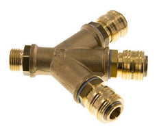 Acoplamiento de aire de latón DN 7.2 (Euro) Enchufe G de 1/2 pulgada macho para montaje en pared de 3 vías