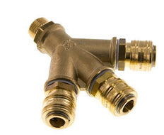 Acoplamiento de aire de latón DN 7.2 (Euro) Enchufe G de 1/2 pulgada macho para montaje en pared de 3 vías