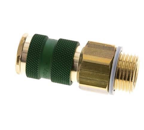 Brass DN 7.2 (Euro) Green-Coded Air Coupling Socket G 1/2 inch Male