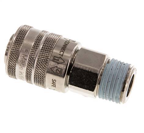 Latón niquelado DN 7.8 Racor de seguridad para acoplamiento de aire R 1/2 pulgada Macho