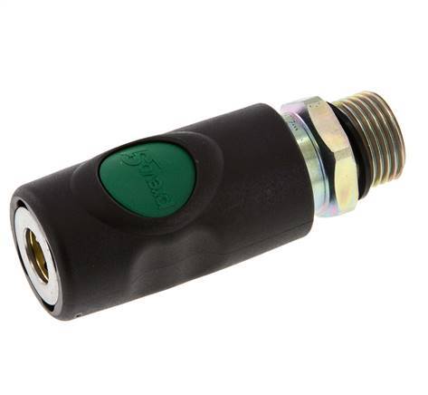 Composite material DN 7.4 Safety Air Coupling Socket with Push Button G 1/2 inch Male