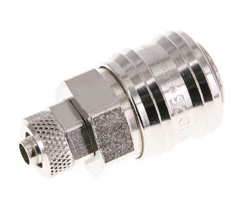 Latón niquelado DN 7,2 (Euro) Racor de acoplamiento de aire Tuerca de unión 6x8 mm Cierre doble