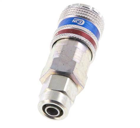 Acero/latón DN 7.6 (7.2 Euro) Acoplamiento de seguridad para aire Enchufe 6.5x10 mm (streamline) Tuerca de unión