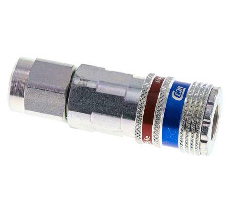 Acero/latón DN 7.6 (7.2 Euro) Acoplamiento de aire de seguridad Toma 8x12 mm (streamline) Tuerca de unión