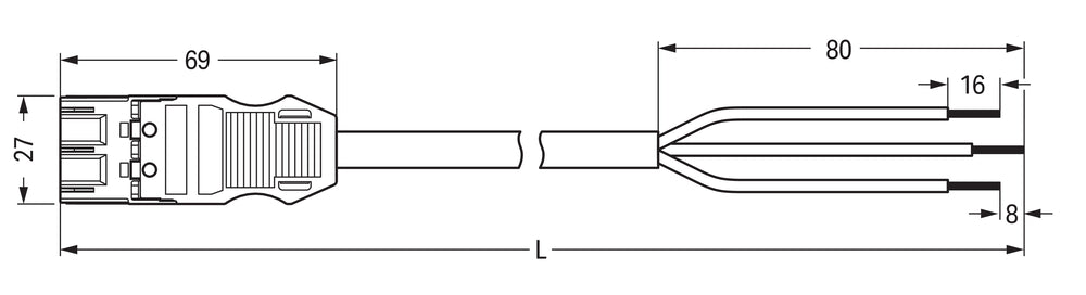 Pre-Assembled 3-Pole Connection Cable With Open End - 771-9393/3267-101