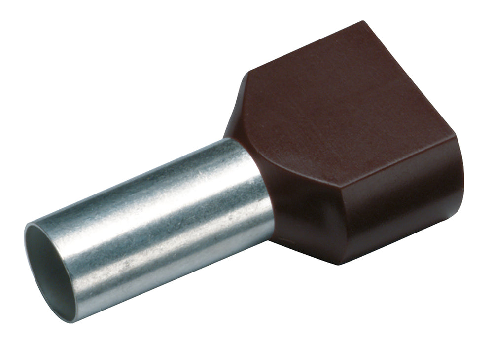 Twin Wire End Ferrules 2x1.5mm2 Black Insulated - 182412 [100 Pieces]