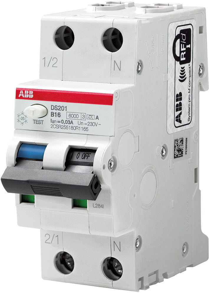 ABB DS201 B20 RCBO Circuit Breaker 20A 100mA 6kA - 2CSR255180R2205