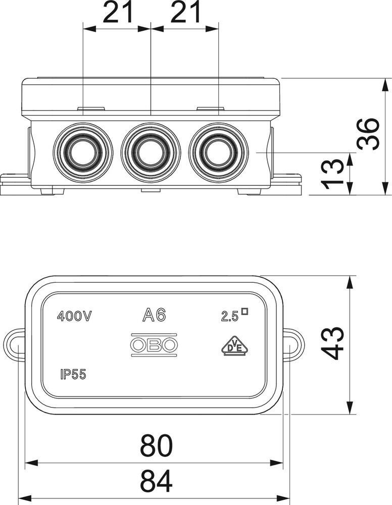 OBO A Surface mounted Box Wall/Ceiling - 2000001 [2 Pieces]