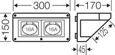 Hensel MI CB 11 Connection Box IP44 2x16A 5P 400V 6H CEE - Mi CB 11