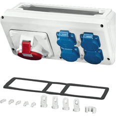 Hensel MI Caja de conexiones 1x16A 5P 400V CEE 4x16A 2P 230V Schuko - MI CB 16