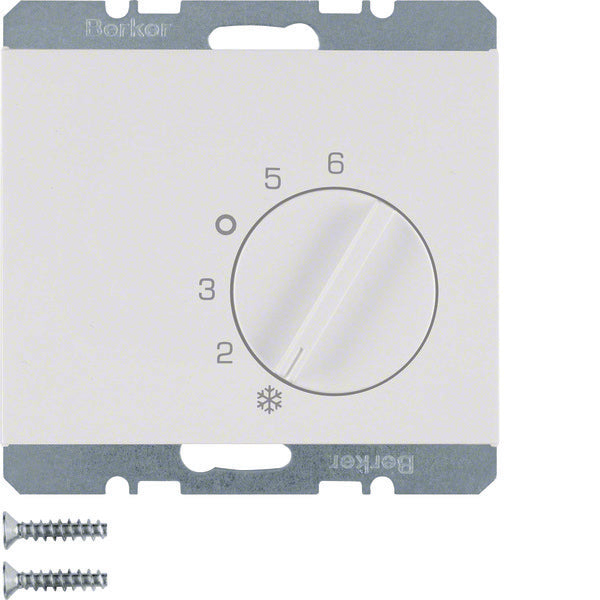 Hager Berker Glossy White Room Thermostat With Changeover Contact - 20267109