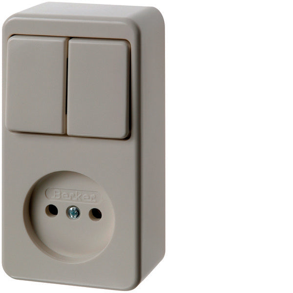 Hager Berker Series Switch With Socket Without Earth Contact - Surface White - 61673540