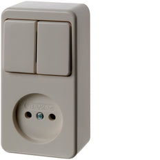 Hager Berker Series Switch With Socket Without Earth Contact - Surface White - 61673540