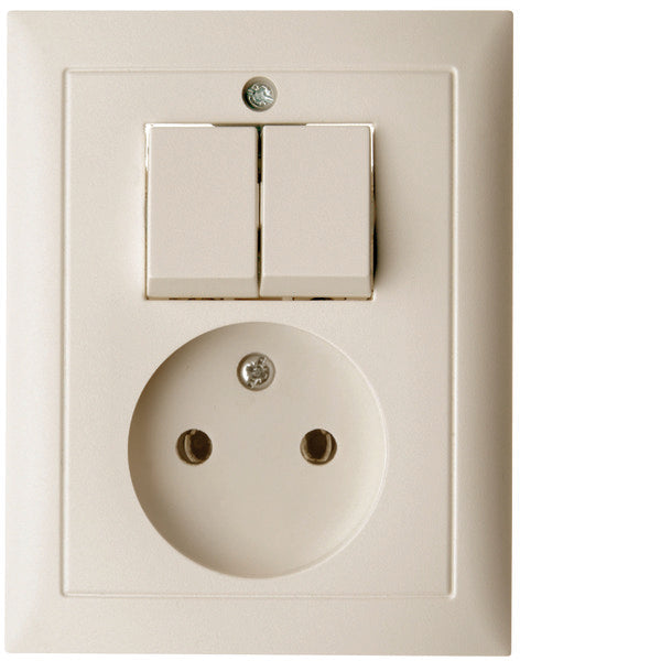 Hager Berker S.1 Series Switch With 2P Socket Outlet - White - 6143658982