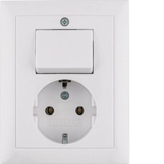 Hager Berker Interruptor Combinado Toma de Corriente Blanco Polar Brillante - 6143568949
