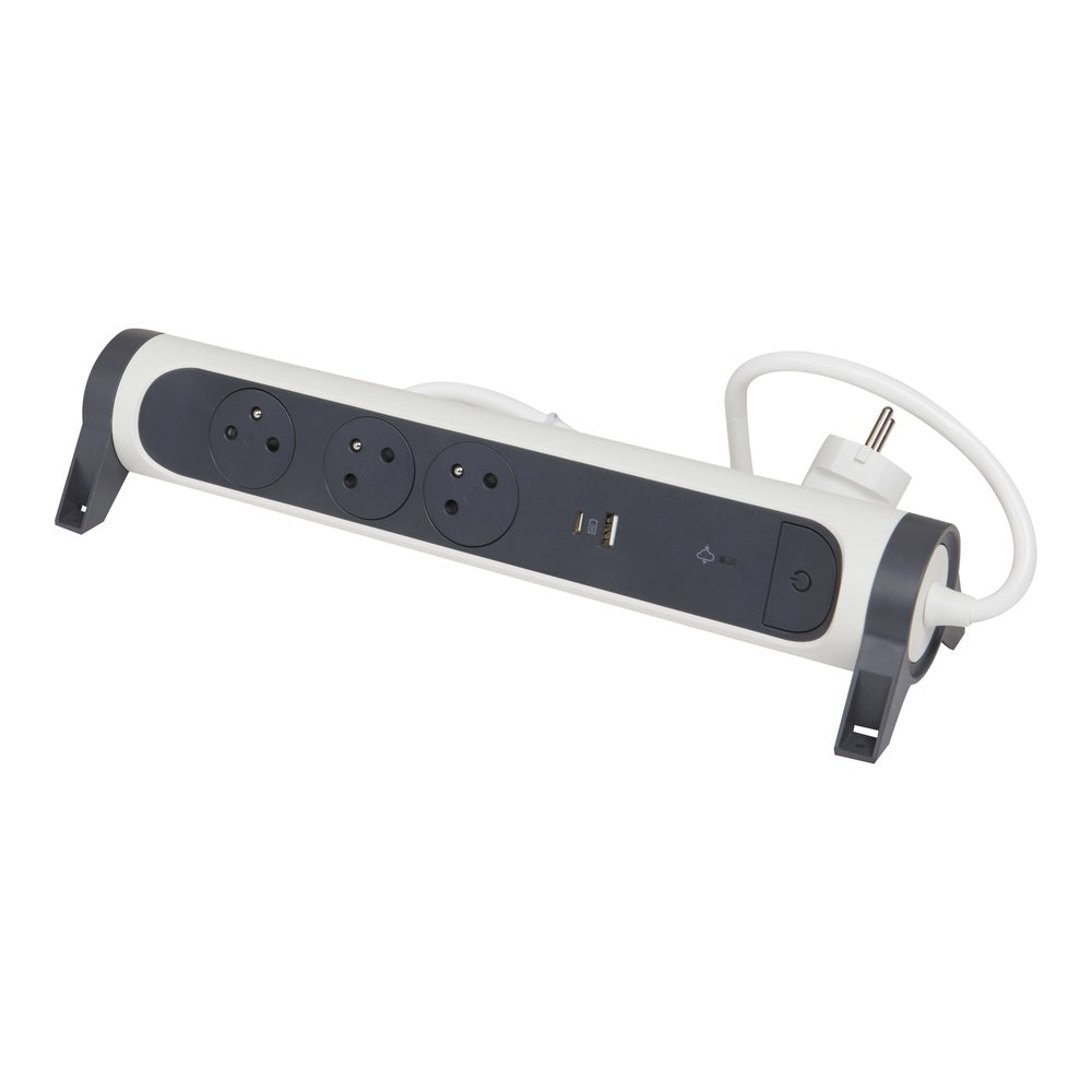 Legrand Premium USB A+C OSB 3x2P With Earth 1.5m Black White - 049416 [5 Pieces]