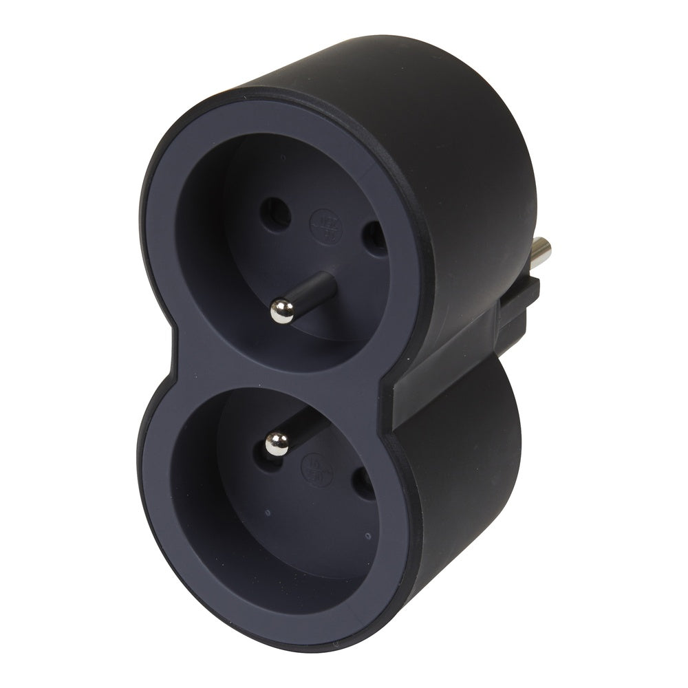 Legrand Domino Plug 2x2P With Ground Black - 049432 [10 Pieces]