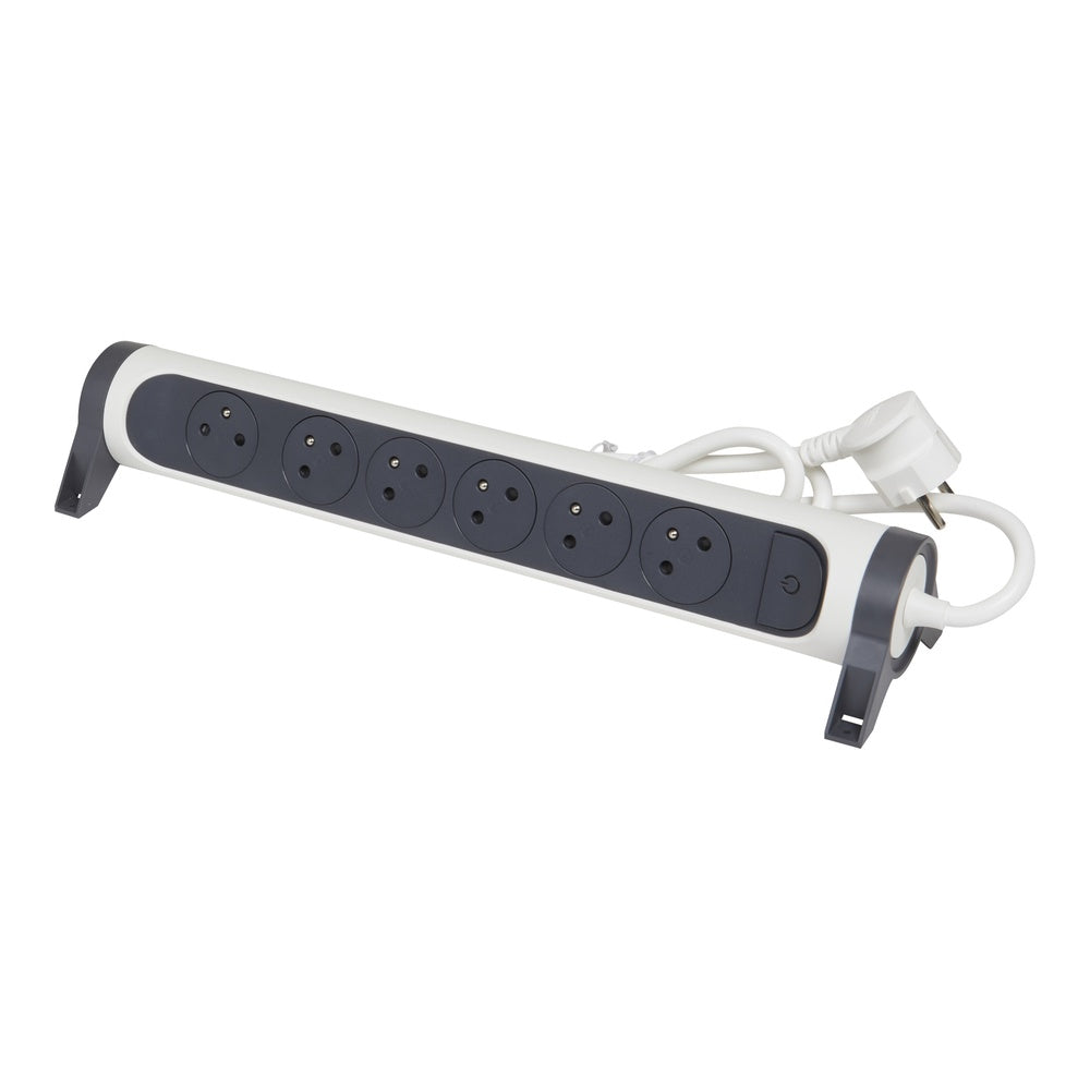 Legrand Premium Contact Socket 6x2P With 1.5m Cord Black-White - 049455 [5 Pieces]