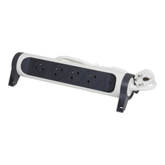 Legrand Premium 4x2P Socket With 3m Cord - Black White - 049459 [5 Pieces]