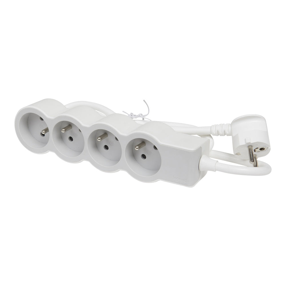 Legrand Standard Outlet 4x2P With Ground And 1.5m Cable White-Grey - 049476 [10 Pieces]