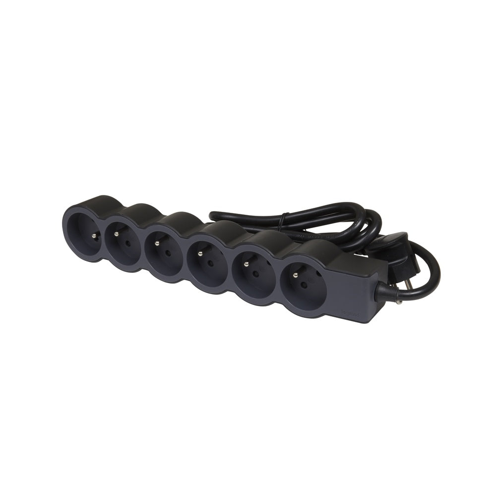 Legrand Standard Socket 6x2P With 3m Cord Black - 049495 [10 Pieces]