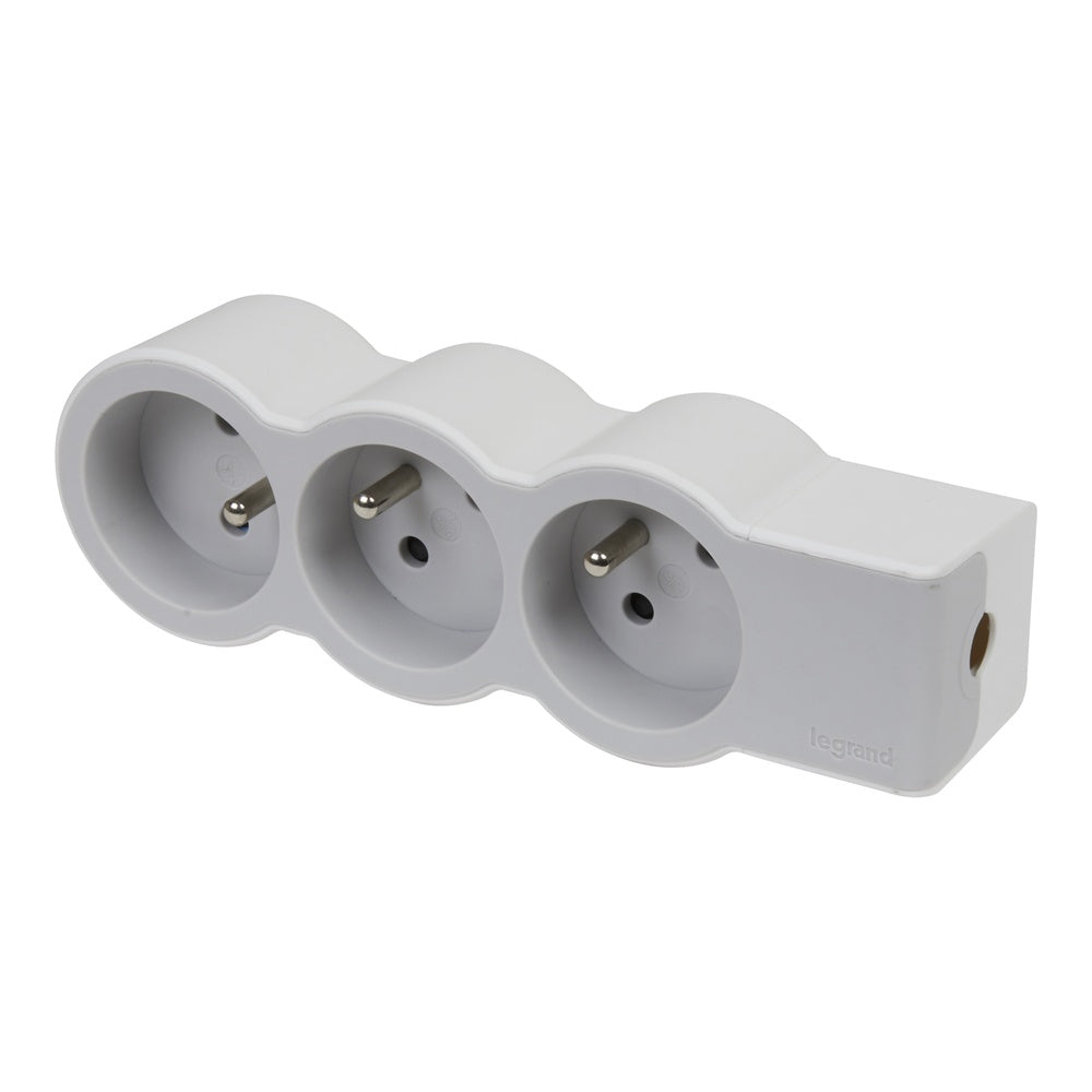 Legrand Standard Socket 3x2P With Earth Without Cord White-Grey - 049496 [10 Pieces]