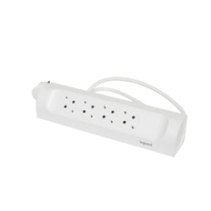 Legrand 90 Degree Mountable Socket 4X2P+A 1M White - 694501 [5 Pieces]