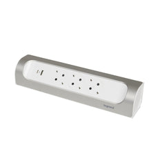 Legrand 90-Degree Mountable Socket 3x2P With USB A+C Alu Cord - 694504 [5 Pieces]