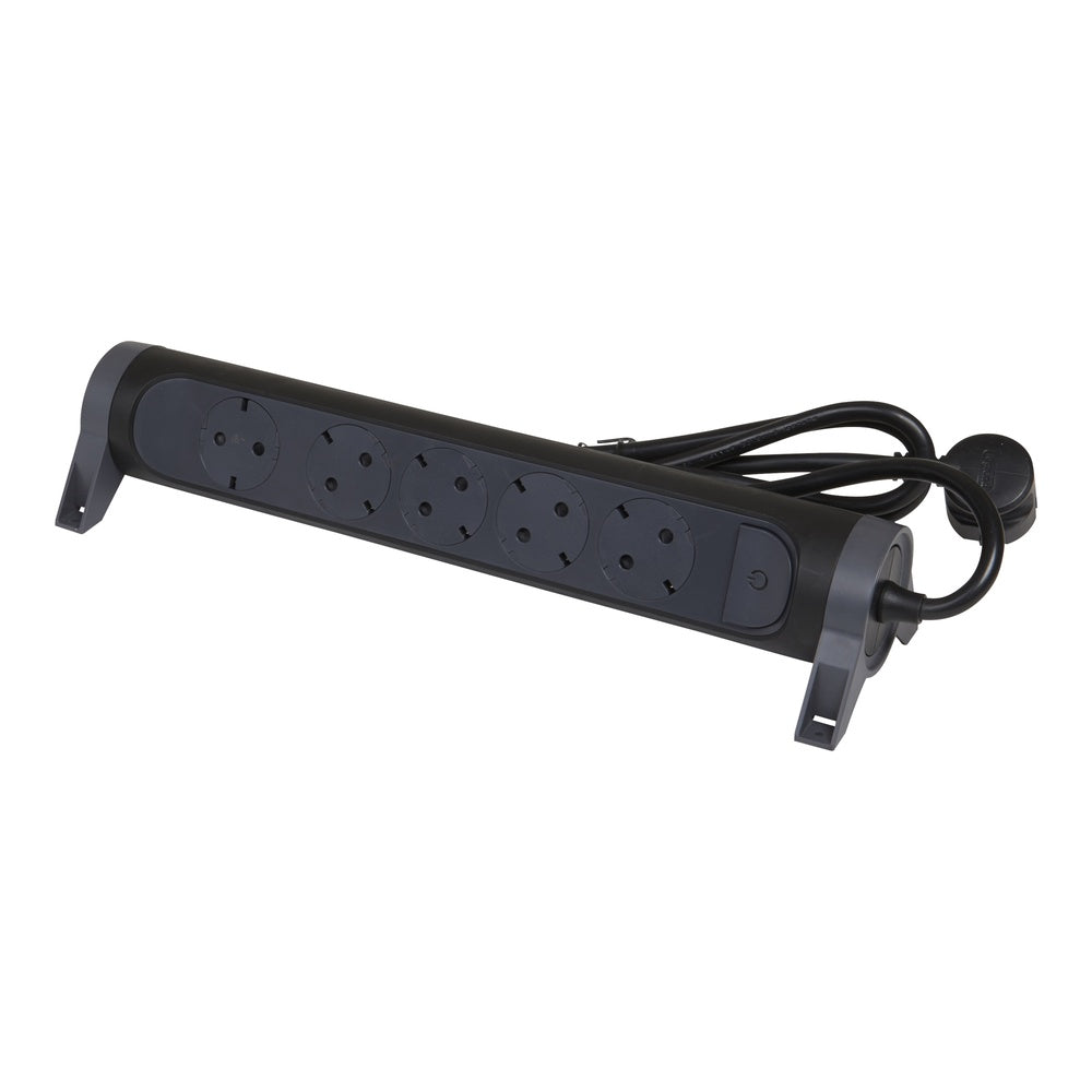Legrand Premium 5x2P+A 1.5m Cord Black Socket - 694532 [5 Pieces]