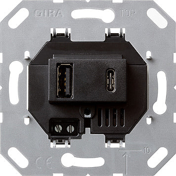 Gira Fuente de Alimentación USB 2 Puertos Tipo A/C Unidad Base Negro - 236900