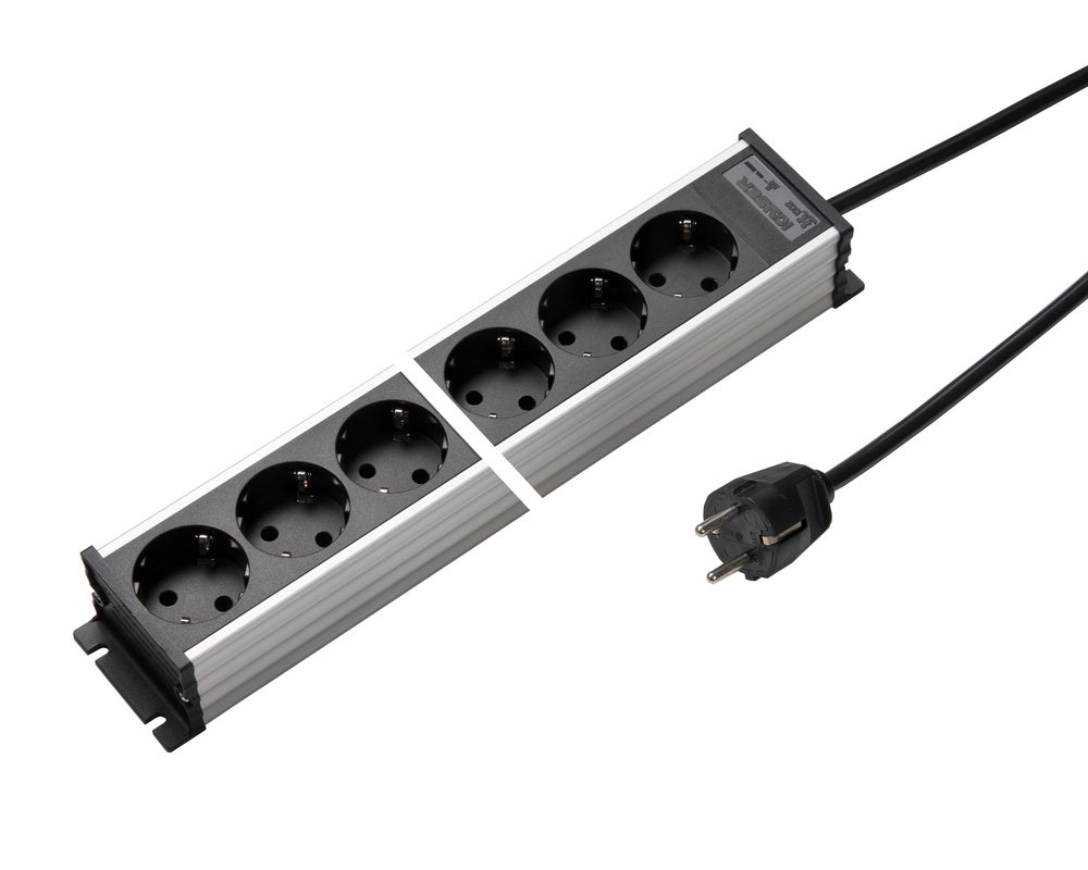 Martin Kaiser 6-Way Aluminum Power Strip No Switch Cable 1.5m - 1302KZL6SW15 [10 Pieces]