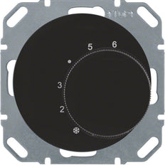 Hager Berker Black Glossy Thermostat With Changeover Contact R1R3 - 20262045