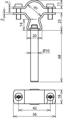 Stainless Steel Conductor Holder D 20-23mm With D 10mm Bar - 253289