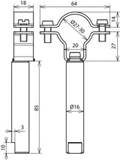 Dehn Conductor Holder For HVI Power D27-30mm D16 L85 V2A - 253331