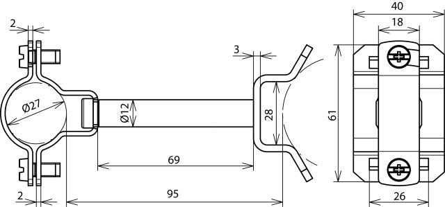 HVI Ex P85 Holder StSt For Conductor D 27mm Dist 85mm - 275454 [10 Pieces]