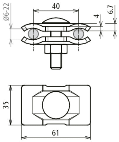 Dehn Parallel Connector St Bare For Rd 6-22mm PV 6.22 Frm10x40 Stblank - 306121