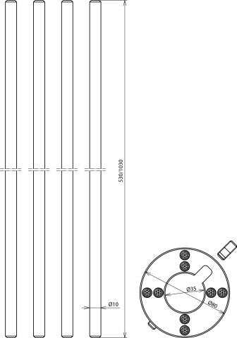 Juego Dehn De Fijación Para Varillas Terminales Laterales De Aire Al D10mm L - 819183