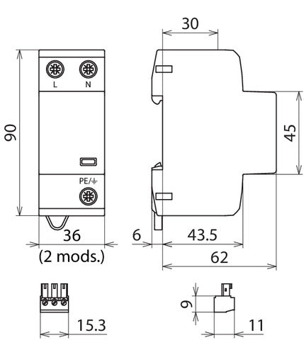 Dehn DSH B Type 1+2 Combined Arrester For Single Phase TT - 941116