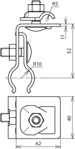 Dehn Soporte de Conductor de Techo Para Techos Metálicos Rd 20-25mm - 223040