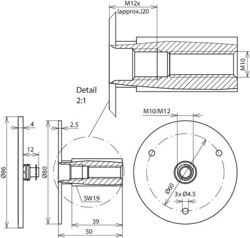 DEHN Terminal fijo de puesta a tierra M10 M12 Acero inoxidable Accesorios - 478012