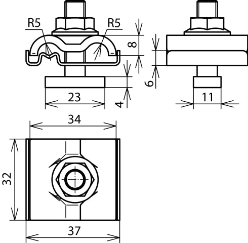 Dehn Uni Earthing Clamp With M8 Screw 4-50MM2 For Rd 8-10MM - 540250
