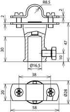 Accesorio Portacañas De Acero Inoxidable Con Casquillo De Fijación - 106129