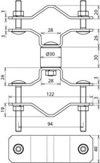 Dehn BSC D40 D45.65 V2A Fixing Clamp For Pipes With Spacer - 105161