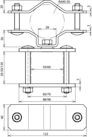 Dehn BS D40.50 4K60.120 V2A Fixing Clamp For Constructions - 105376