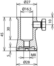 Dehn Mounting Bushing With Locking Screw Hole 16.2mm ZDC - 106126